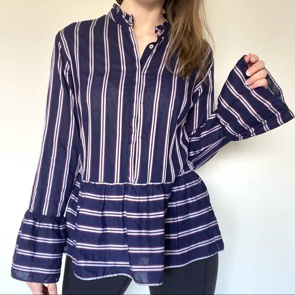 Le sarte pettegole navy peplum cotton top